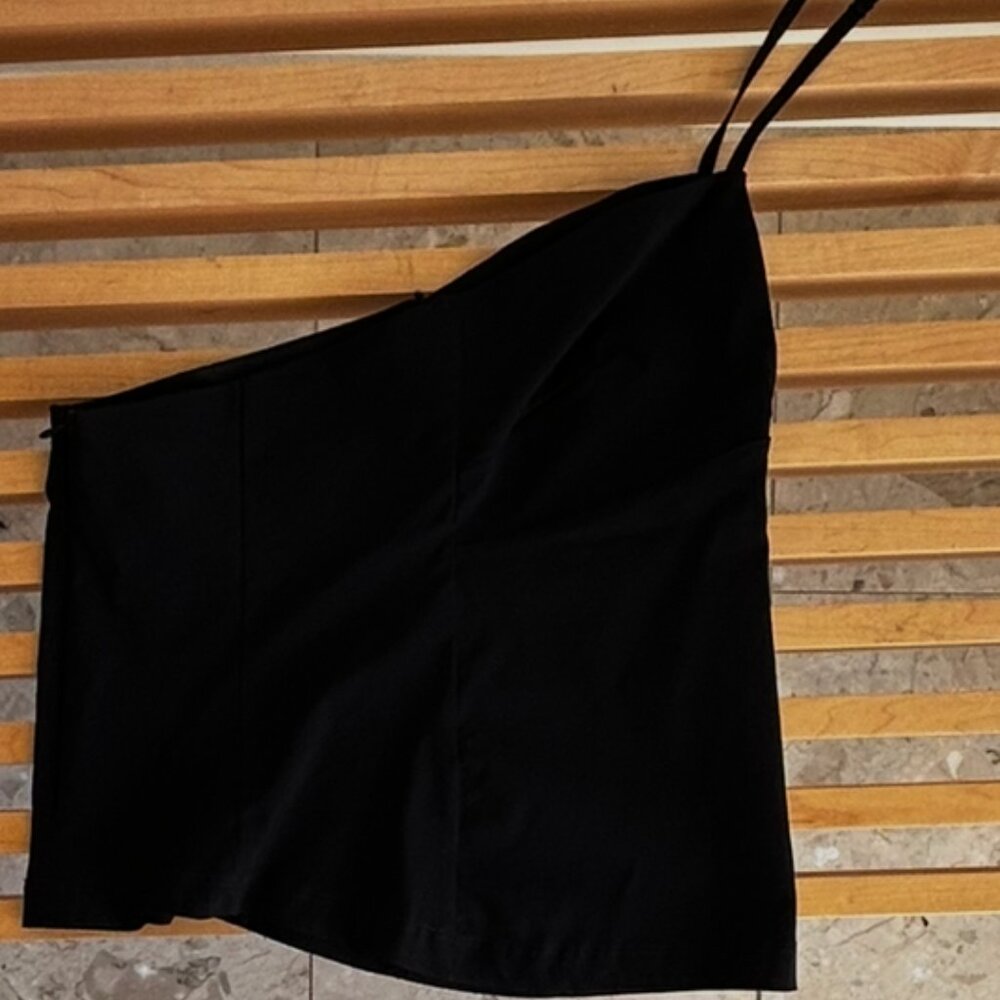 Zara Black One Shoulder Asymmetrical Top Size S